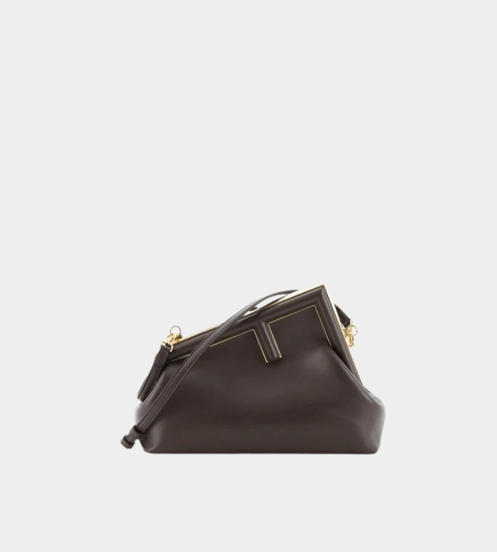 F is Fendi Chain Pouch In FF Motif Nappa Leather Brown/Black