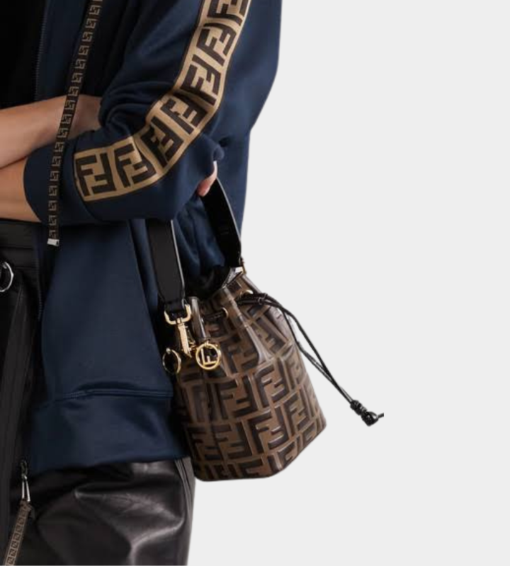 Fendi Mini Mon Tresor Logo Calfskin Leather Bucket Bag