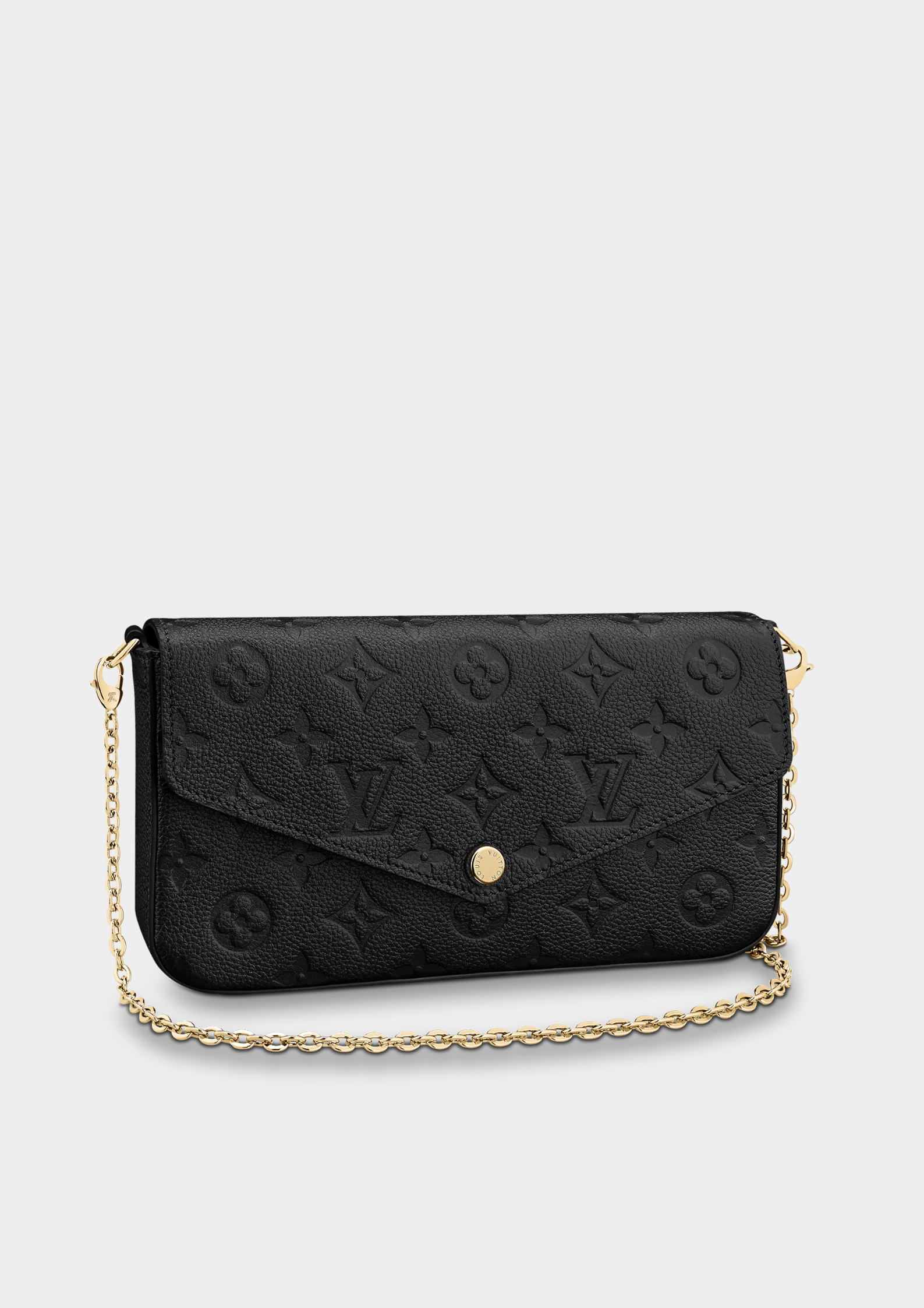 Louis+Vuitton+Pochette+Felicie+Shoulder+Bag+Black+Leather for sale online