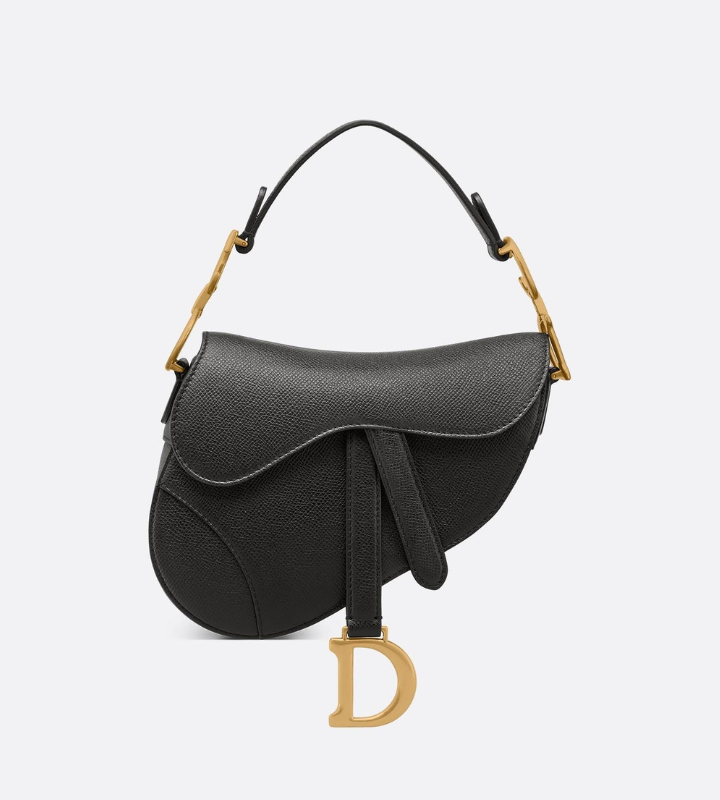 Dior - Mini Saddle Bag Black Grained Calfskin - Women front view